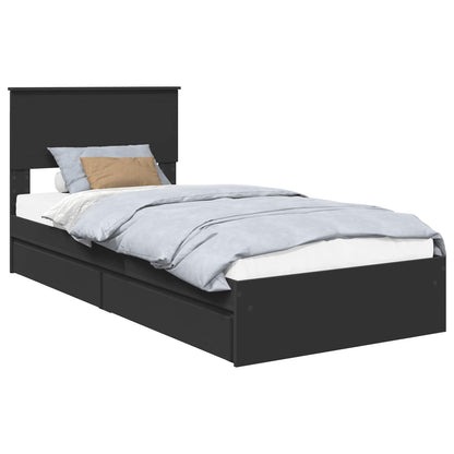Letto con Contenitore Nero 90 x 190 cm Legno multistrato