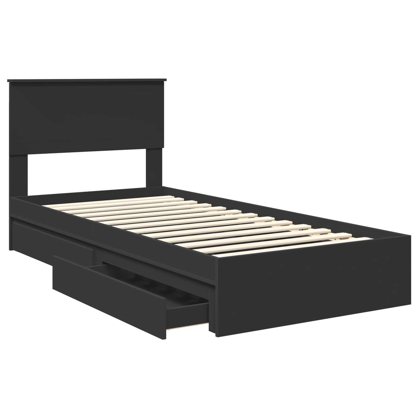 Letto con Contenitore Nero 90 x 190 cm Legno multistrato