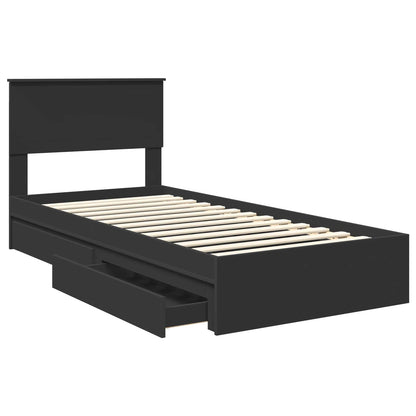 Letto con Contenitore Nero 90 x 190 cm Legno multistrato
