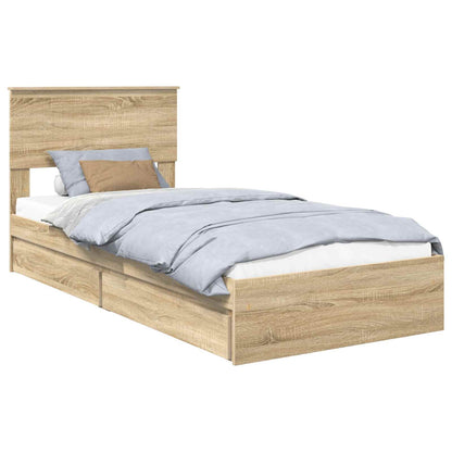 Letto con Contenitore con testiera Rovere Sonoma 90 x 190 cm