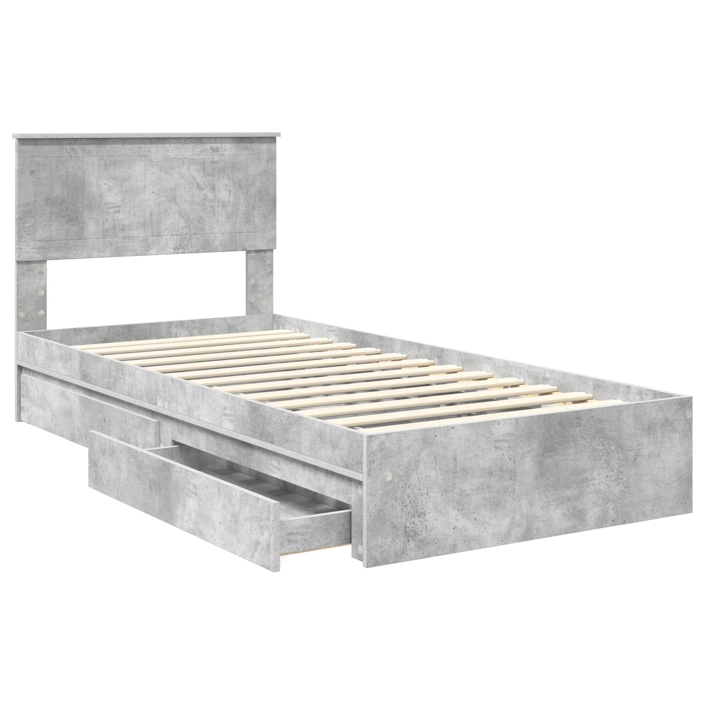 Letto con Contenitore con testiera Grigio cemento 90 x 190 cm