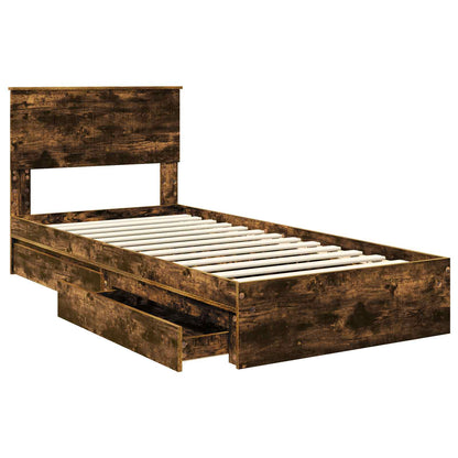 Letto con Contenitore Rovere fumÃ© 90 x 190 cm Legno multistrato