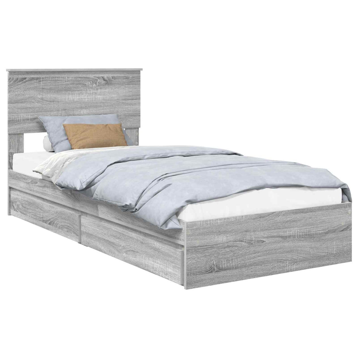 Letto con Contenitore con testiera Grigio Sonoma 90 x 190 cm