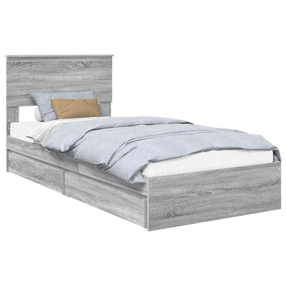 Letto con Contenitore con testiera Grigio Sonoma 90 x 190 cm