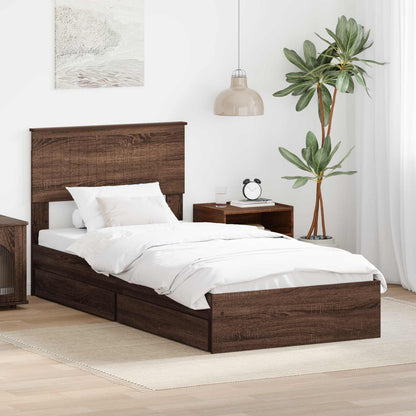Letto con Contenitore con testiera Rovere Marrone 90 x 190 cm