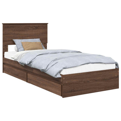 Letto con Contenitore con testiera Rovere Marrone 90 x 190 cm