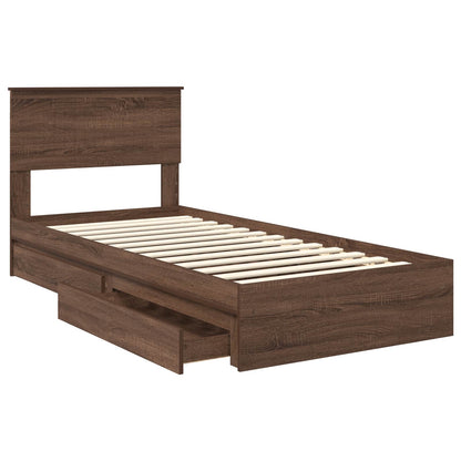 Letto con Contenitore con testiera Rovere Marrone 90 x 190 cm