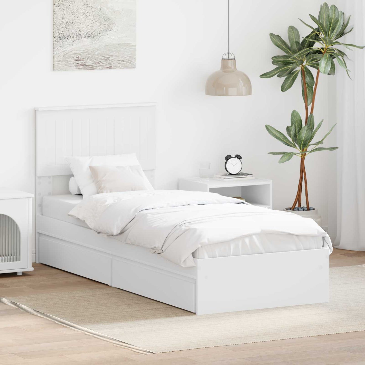Letto con Contenitore Bianco 75 x 190 cm Legno multistrato