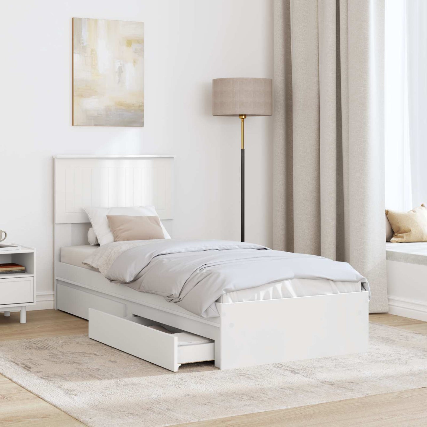 Letto con Contenitore Bianco 75 x 190 cm Legno multistrato