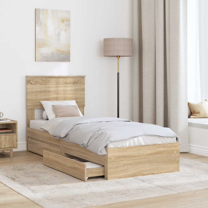Letto con Contenitore con testiera Rovere Sonoma 75 x 190 cm