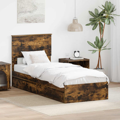 Letto con Contenitore Rovere fumÃƒÂ© 75 x 190 cm Legno multistrato