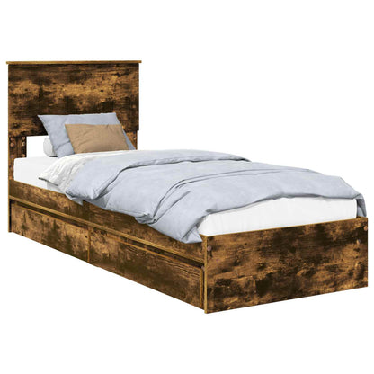 Letto con Contenitore Rovere fumÃƒÂ© 75 x 190 cm Legno multistrato