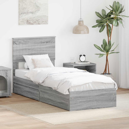 Letto con Contenitore con testiera Grigio Sonoma 75 x 190 cm