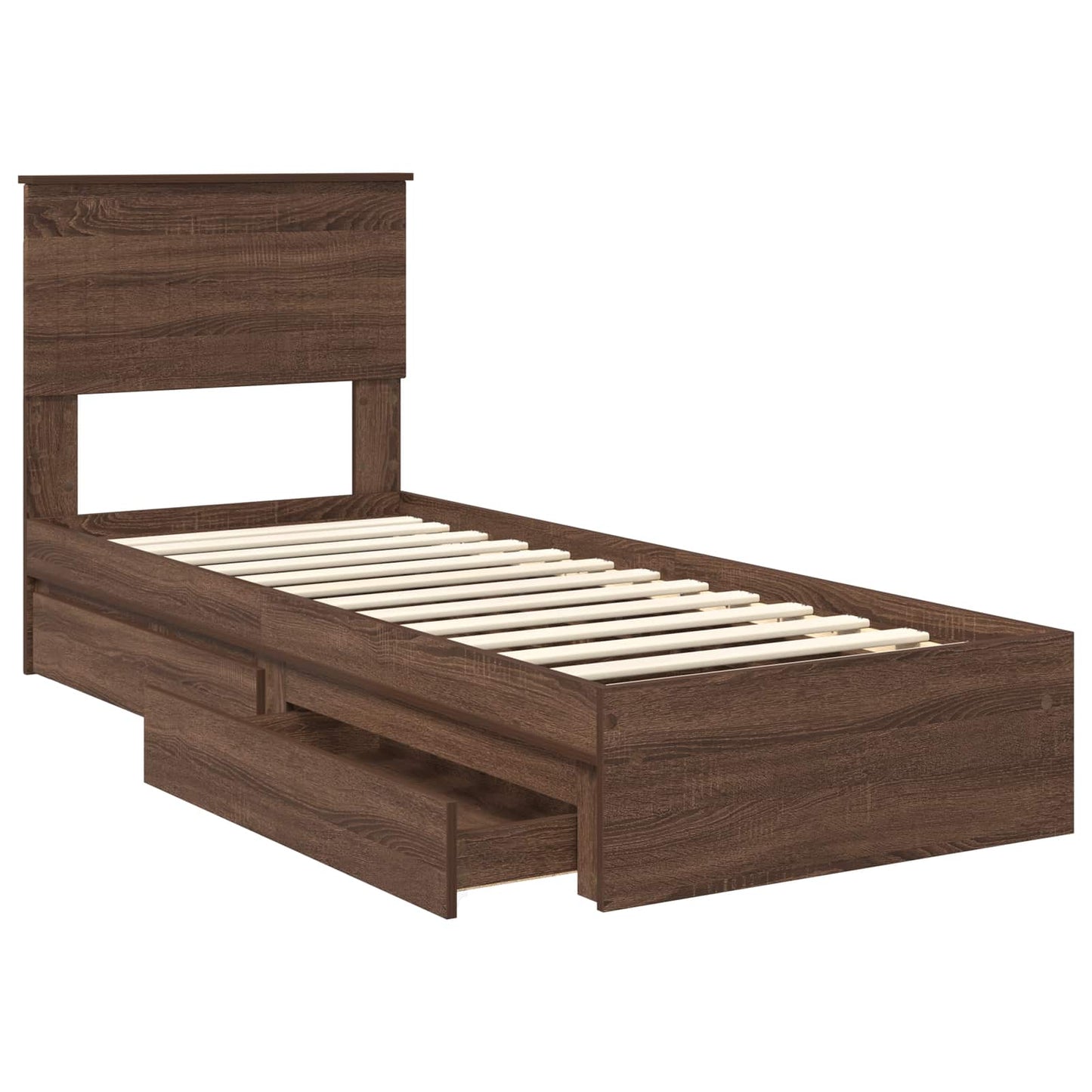 Letto con Contenitore con testiera Rovere Marrone 75 x 190 cm