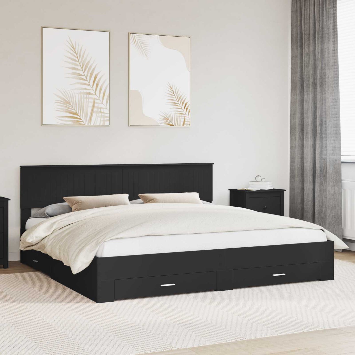Struttura del letto con testiera Nero e Argento 200 x 200 cm