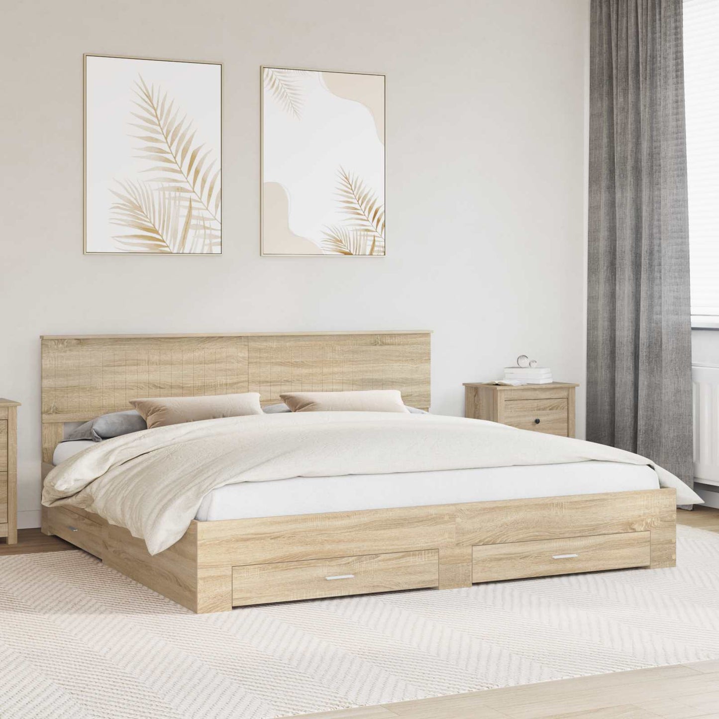 Struttura del letto con testiera Rovere Sonoma 200 x 200 cm