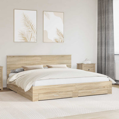 Struttura del letto con testiera Rovere Sonoma 200 x 200 cm