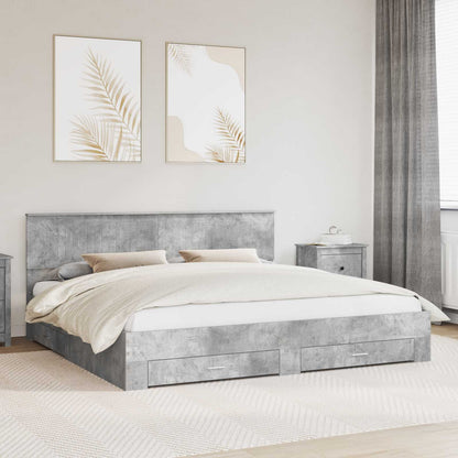 Struttura del letto con testiera Grigio cemento 200 x 200 cm