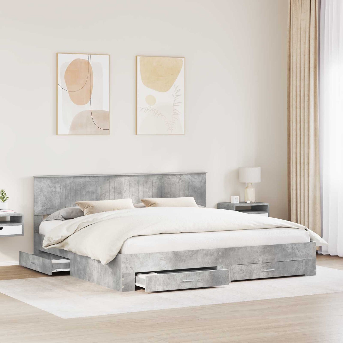 Struttura del letto con testiera Grigio cemento 200 x 200 cm