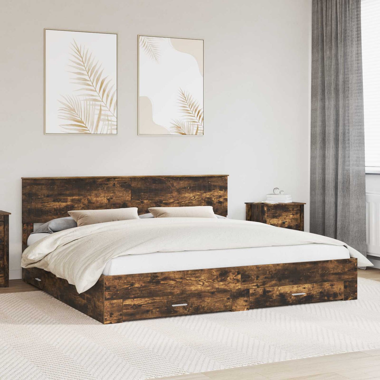 Struttura del letto Rovere fumÃ© 200 x 200 cm Legno multistrato