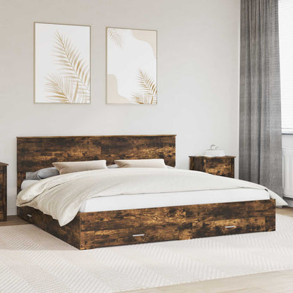 Struttura del letto Rovere fumÃ© 200 x 200 cm Legno multistrato