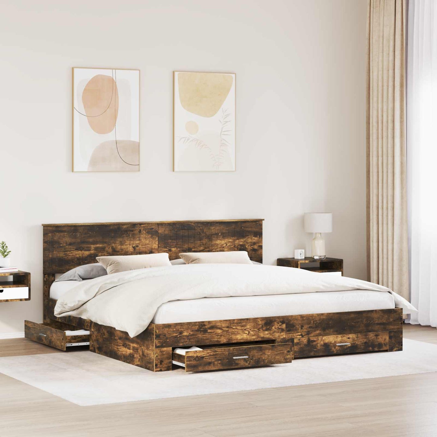 Struttura del letto Rovere fumÃ© 200 x 200 cm Legno multistrato