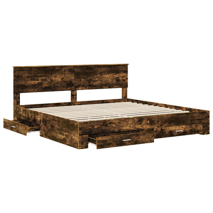 Struttura del letto Rovere fumÃ© 200 x 200 cm Legno multistrato