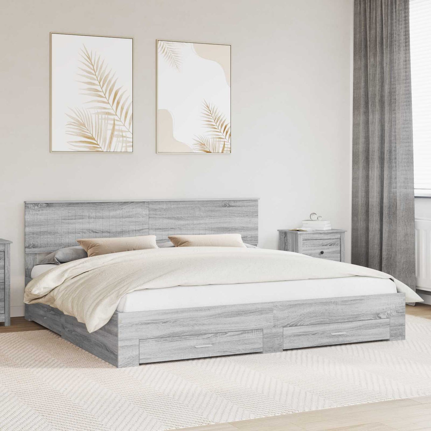 Struttura del letto con testiera Grigio Sonoma 200 x 200 cm