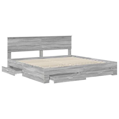 Struttura del letto con testiera Grigio Sonoma 200 x 200 cm
