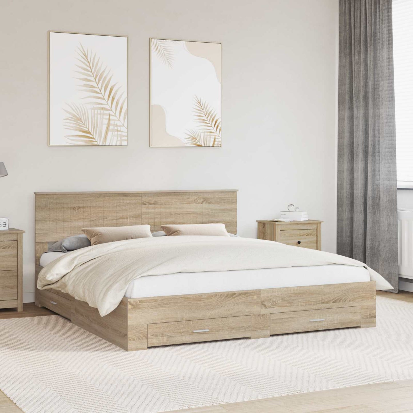 Struttura del letto con testiera Rovere Sonoma 180 x 200 cm