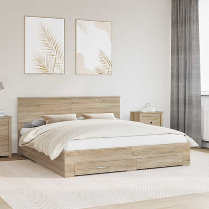 Struttura del letto con testiera Rovere Sonoma 180 x 200 cm