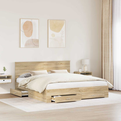 Struttura del letto con testiera Rovere Sonoma 180 x 200 cm