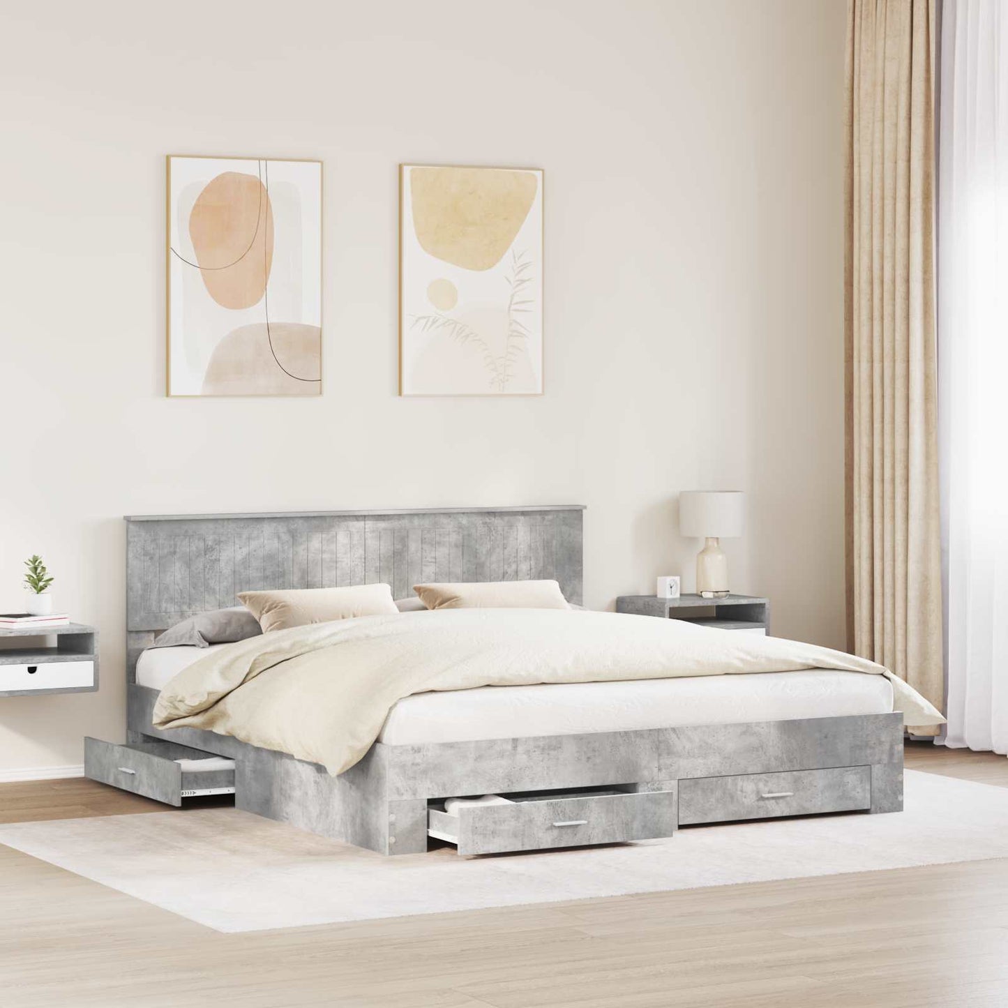 Struttura del letto con testiera Grigio cemento 180 x 200 cm