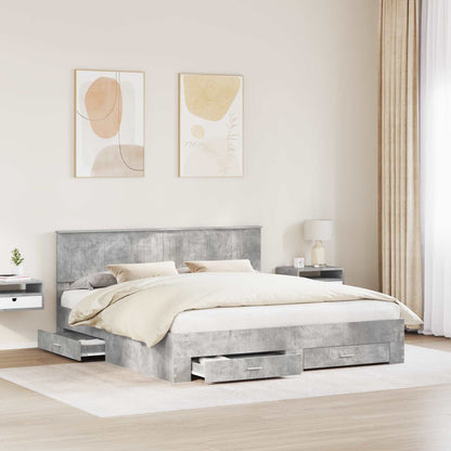 Struttura del letto con testiera Grigio cemento 180 x 200 cm