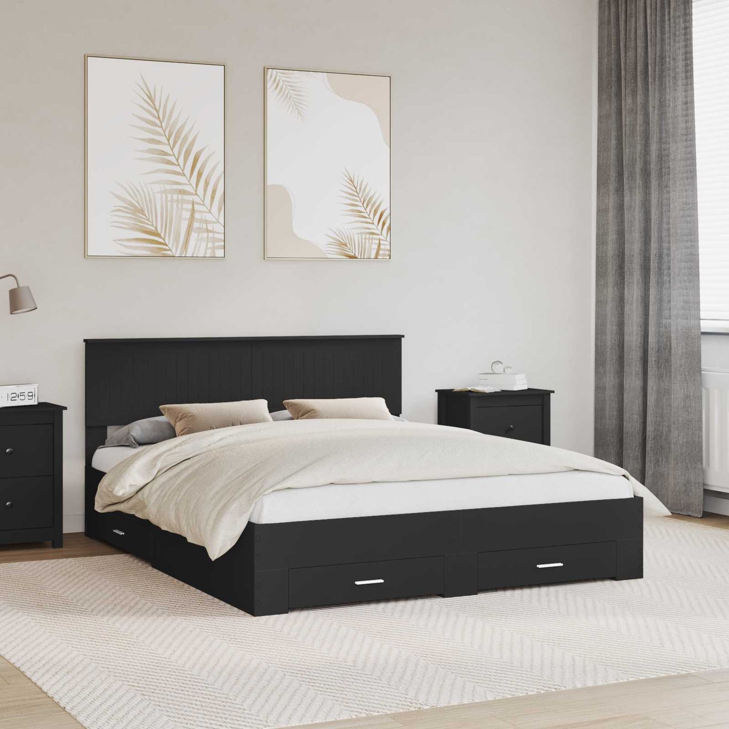 Struttura del letto Nero 160 x 200 cm Legno multistrato