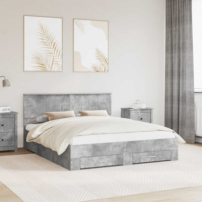 Struttura del letto con testiera Grigio cemento 160 x 200 cm