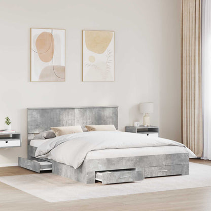 Struttura del letto con testiera Grigio cemento 160 x 200 cm