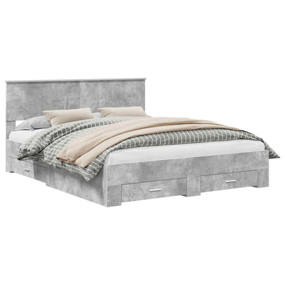 Struttura del letto con testiera Grigio cemento 160 x 200 cm