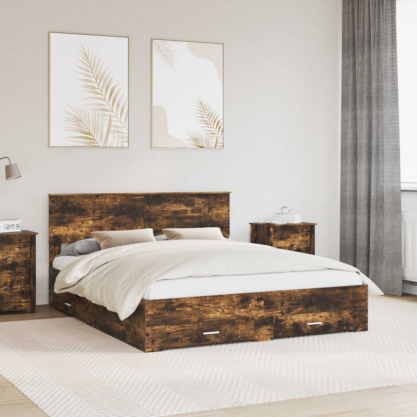 Struttura del letto Rovere fumÃ© 160 x 200 cm Legno multistrato