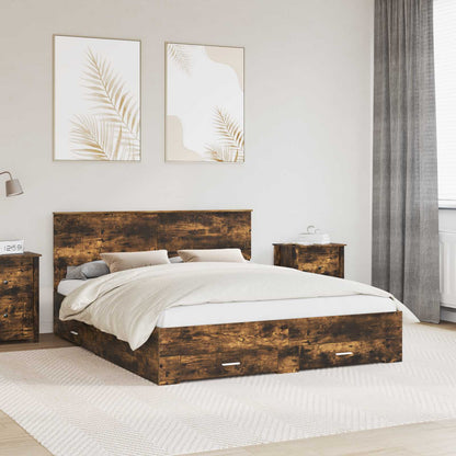 Struttura del letto Rovere fumÃ© 160 x 200 cm Legno multistrato