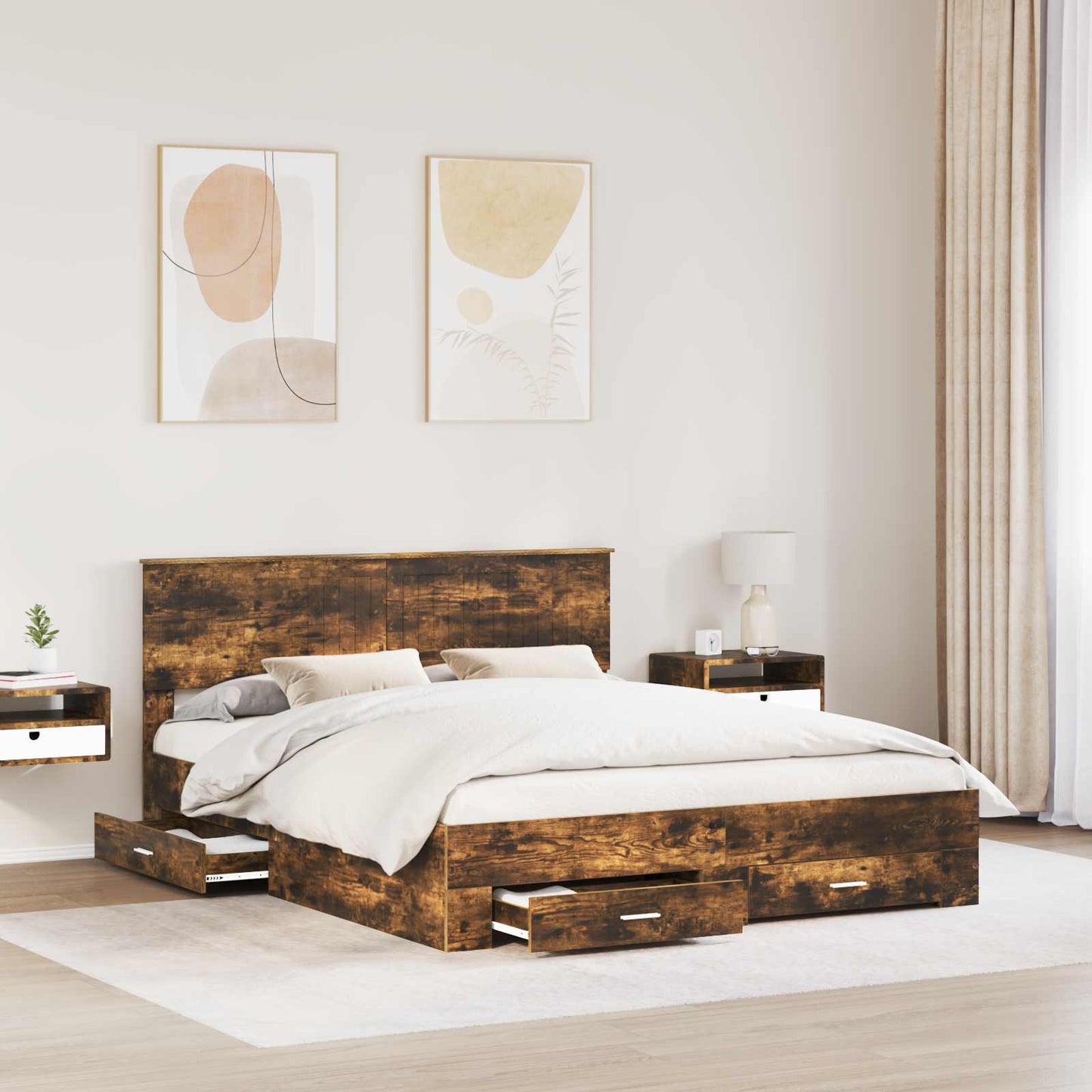 Struttura del letto Rovere fumÃ© 160 x 200 cm Legno multistrato