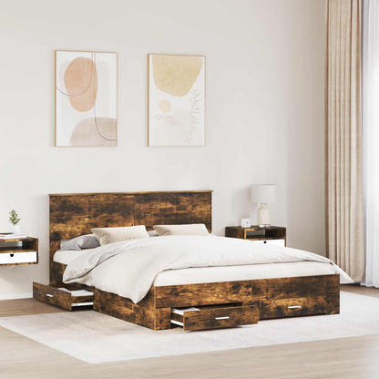 Struttura del letto Rovere fumÃ© 160 x 200 cm Legno multistrato