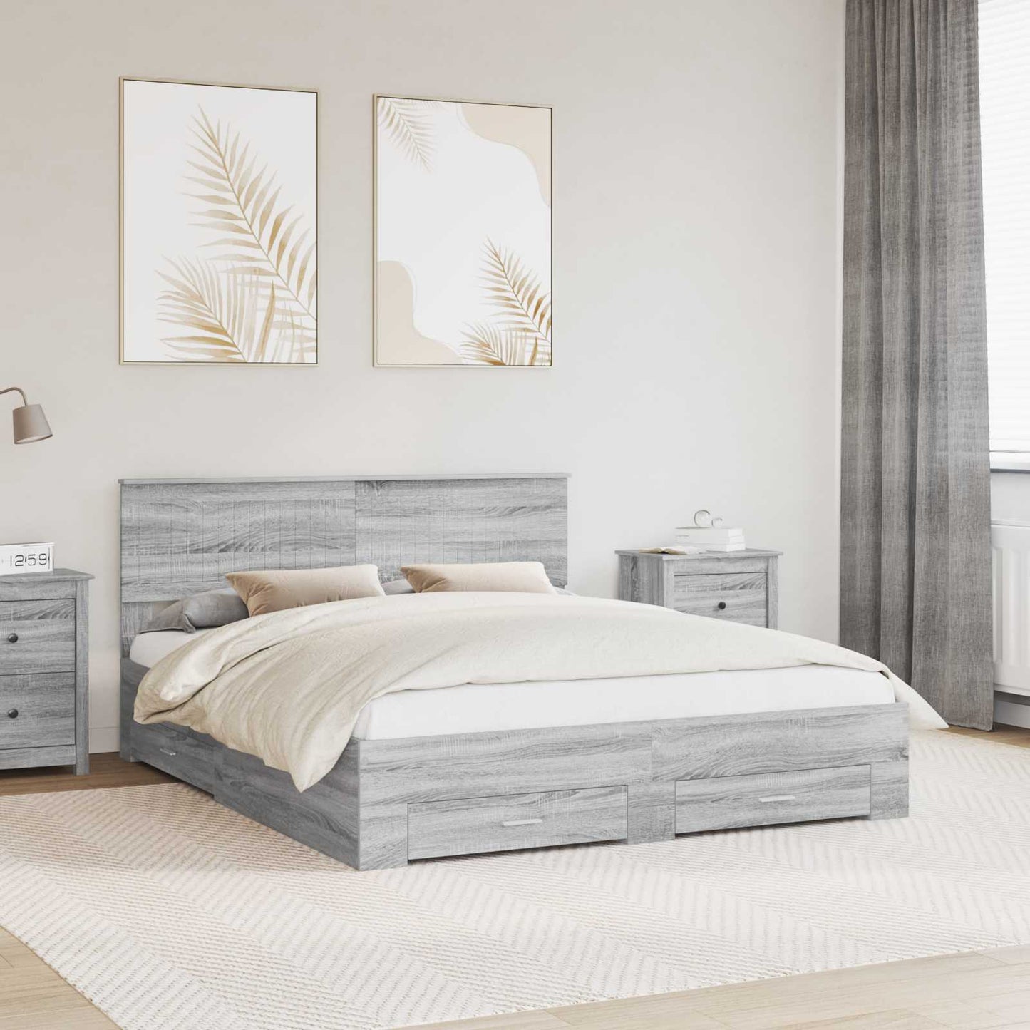 Struttura del letto con testiera Grigio Sonoma 160 x 200 cm