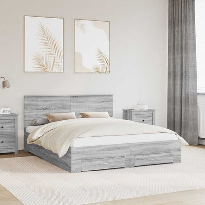 Struttura del letto con testiera Grigio Sonoma 160 x 200 cm