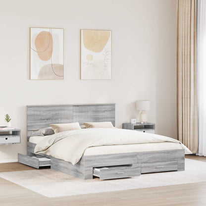 Struttura del letto con testiera Grigio Sonoma 160 x 200 cm