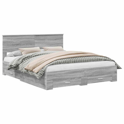 Struttura del letto con testiera Grigio Sonoma 160 x 200 cm