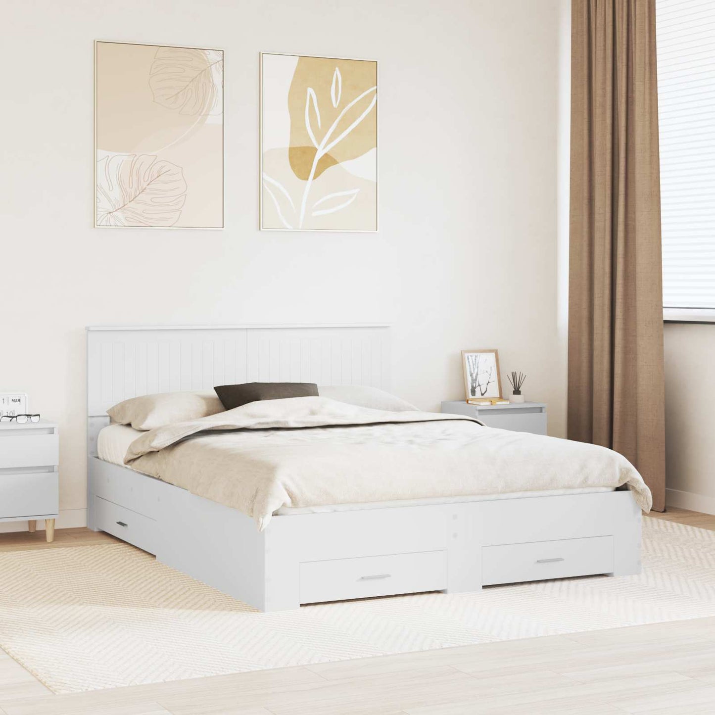 Struttura del letto Bianco 150 x 200 cm Legno multistrato