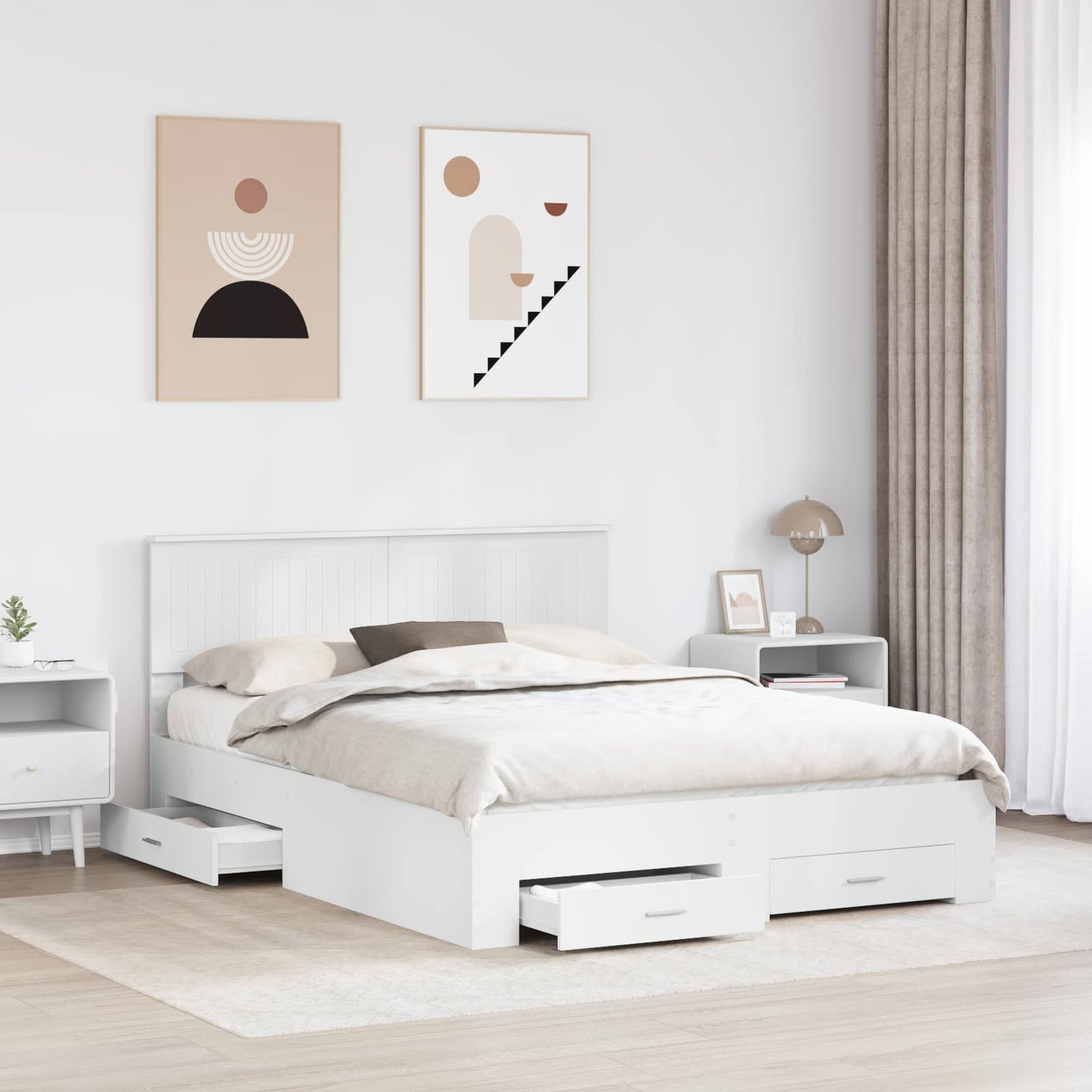 Struttura del letto Bianco 150 x 200 cm Legno multistrato