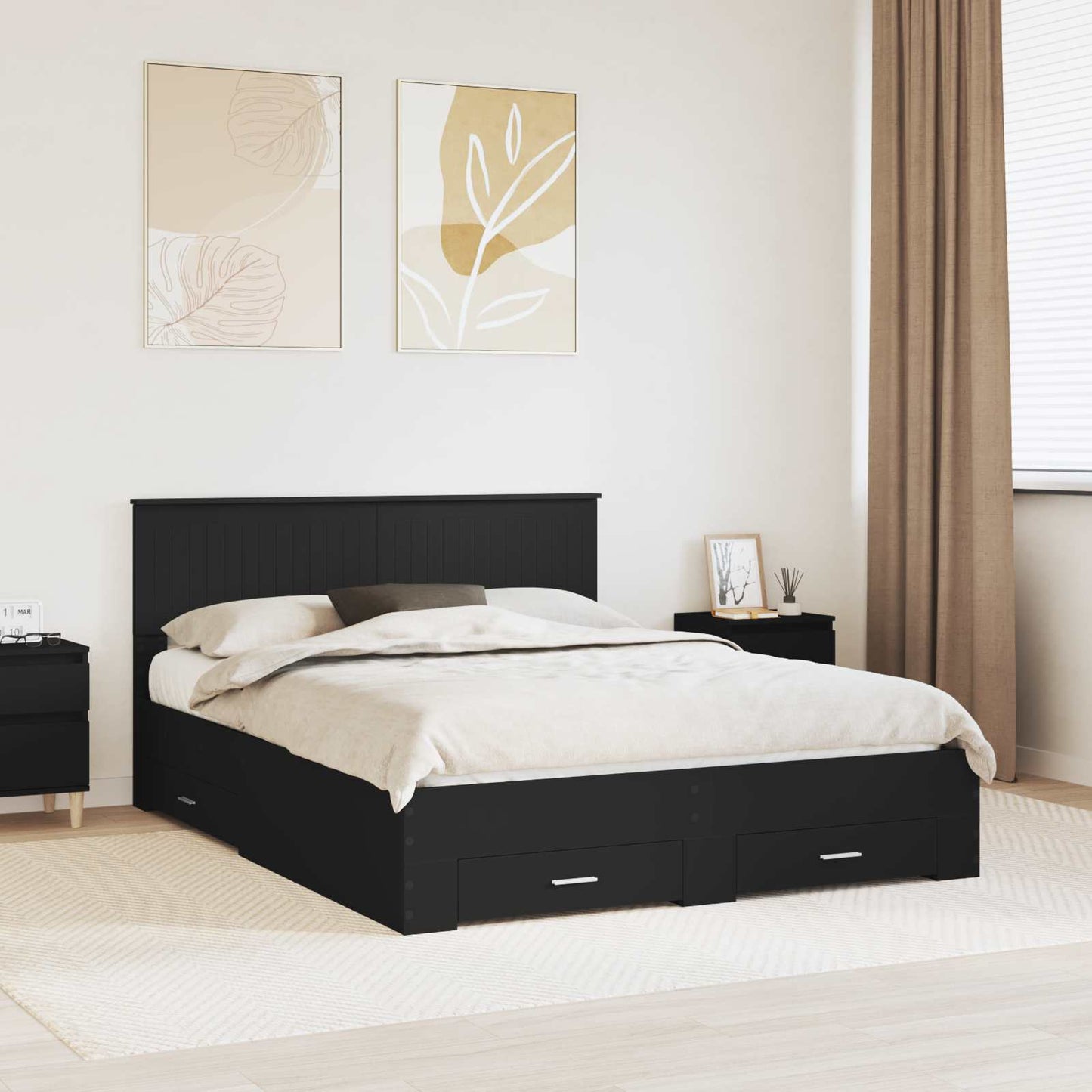 Struttura del letto con testiera Nero e Argento 150 x 200 cm