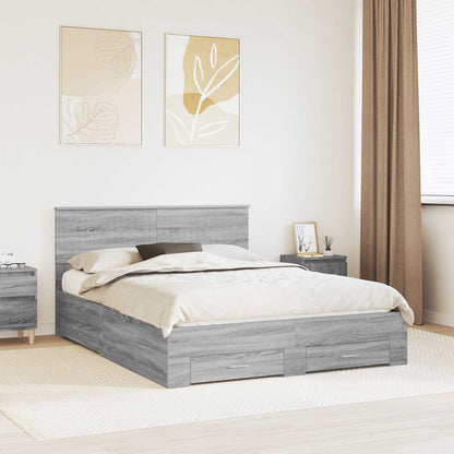 Struttura del letto con testiera Grigio Sonoma 150 x 200 cm
